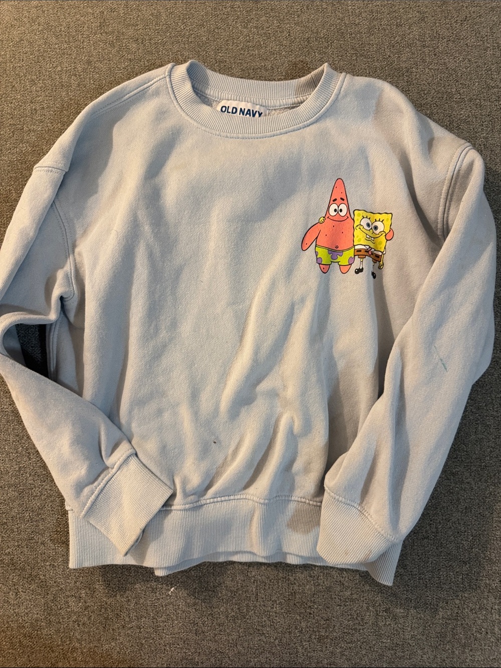 5/$15- Old Navy Light Blue Kids SpongeBob & Patrick Crew Sweatshirt